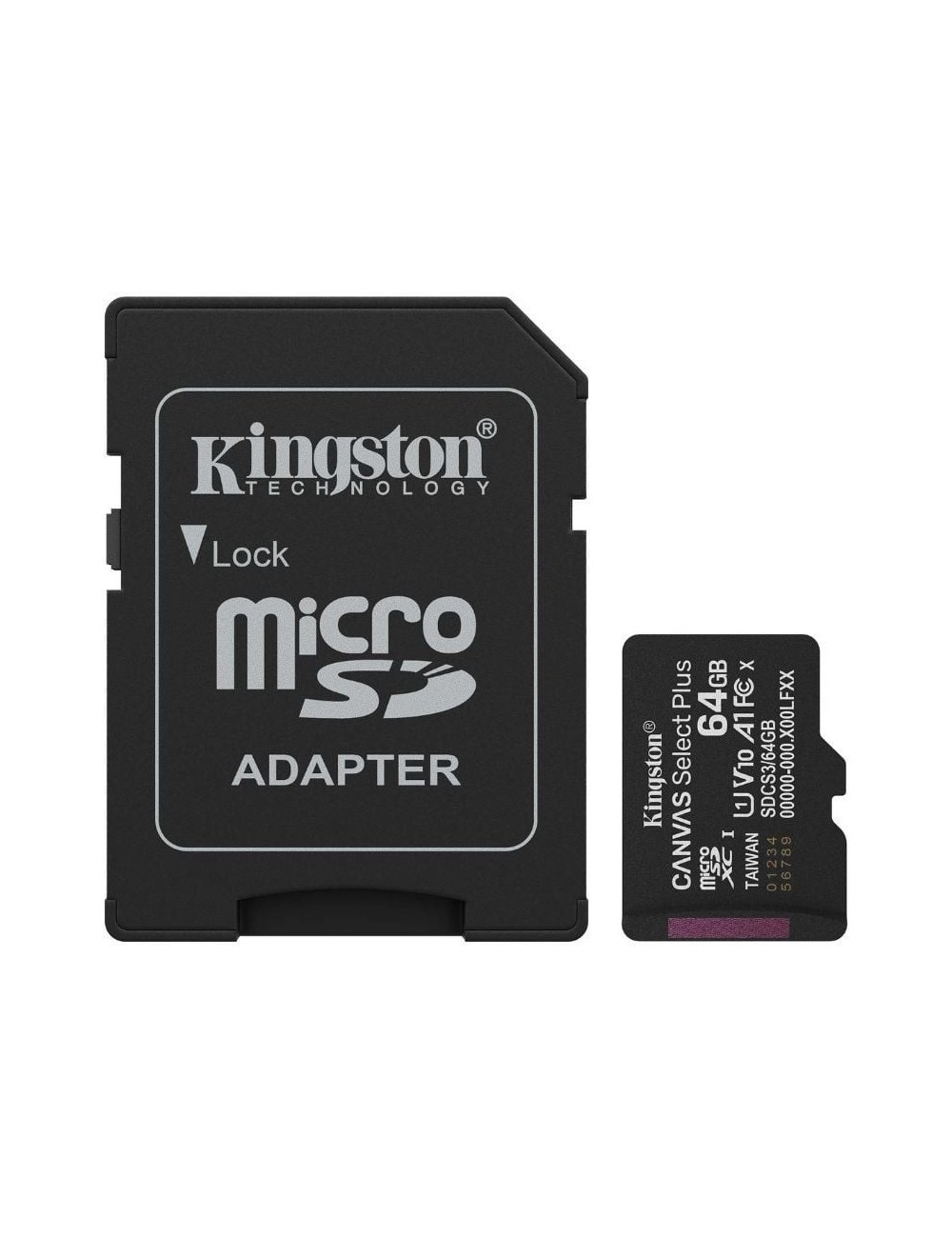 Tarjeta de Memoria Kingston CANVAS Select Plus 64GB microSD XC con Adaptador/ Clase 10/ 100MBs