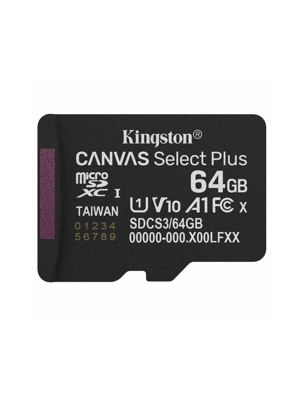 Tarjeta de Memoria Kingston CANVAS Select Plus 64GB microSD XC/ Clase 10/ 100MBs
