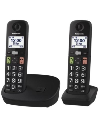 Teléfono Inalámbrico Panasonic KX-TGU112EXB/ Pack DUO/ Negro