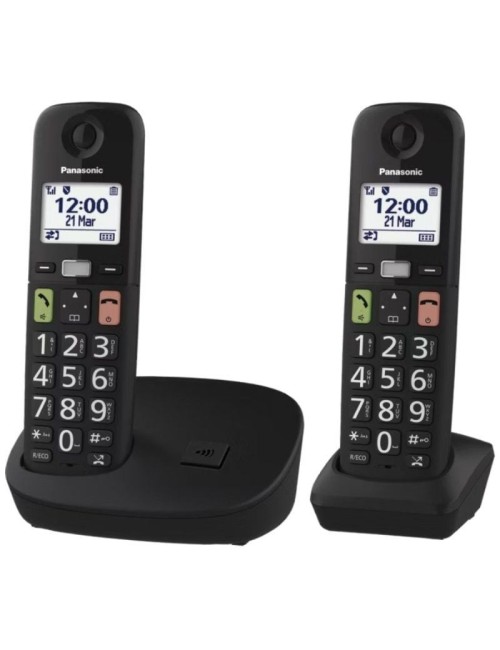 Teléfono Inalámbrico Panasonic KX-TGU112EXB/ Pack DUO/ Negro