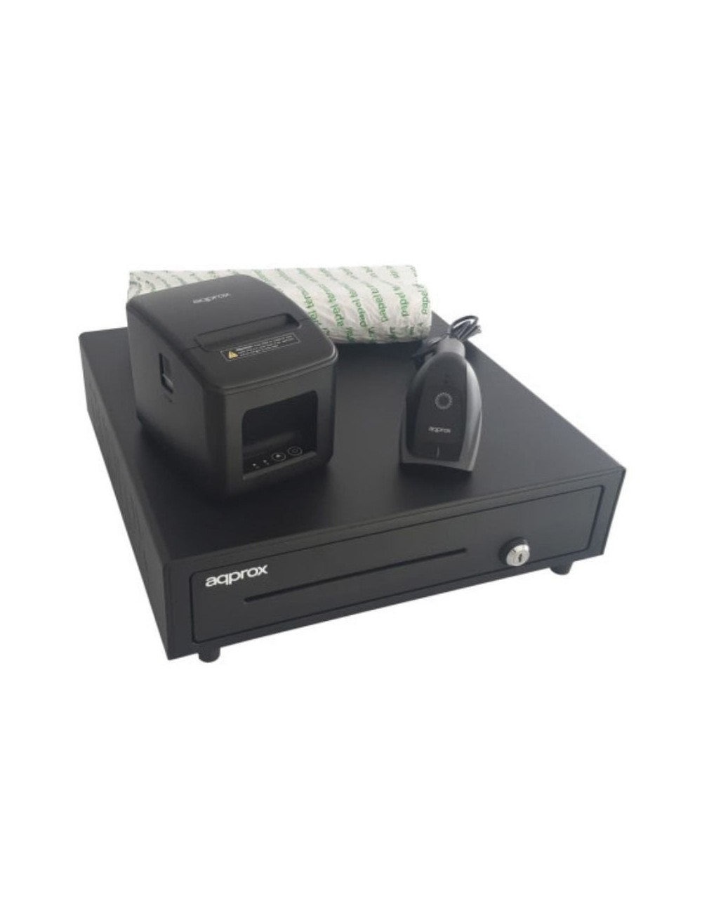 Pack Approx appPOSPACK4180LAN-2D Cajón Portamonedas/ Impresora Térmica/ Lector de Códigos y Rollos Térmicos