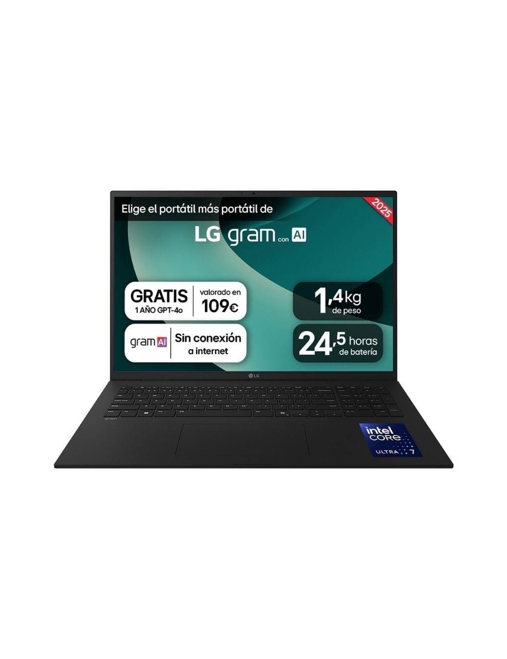 Portátil LG Gram 17Z90TL-G.AU88B Intel Core Ultra 7-258V/ 32GB/ 1TB SSD/ 17'/ Win11