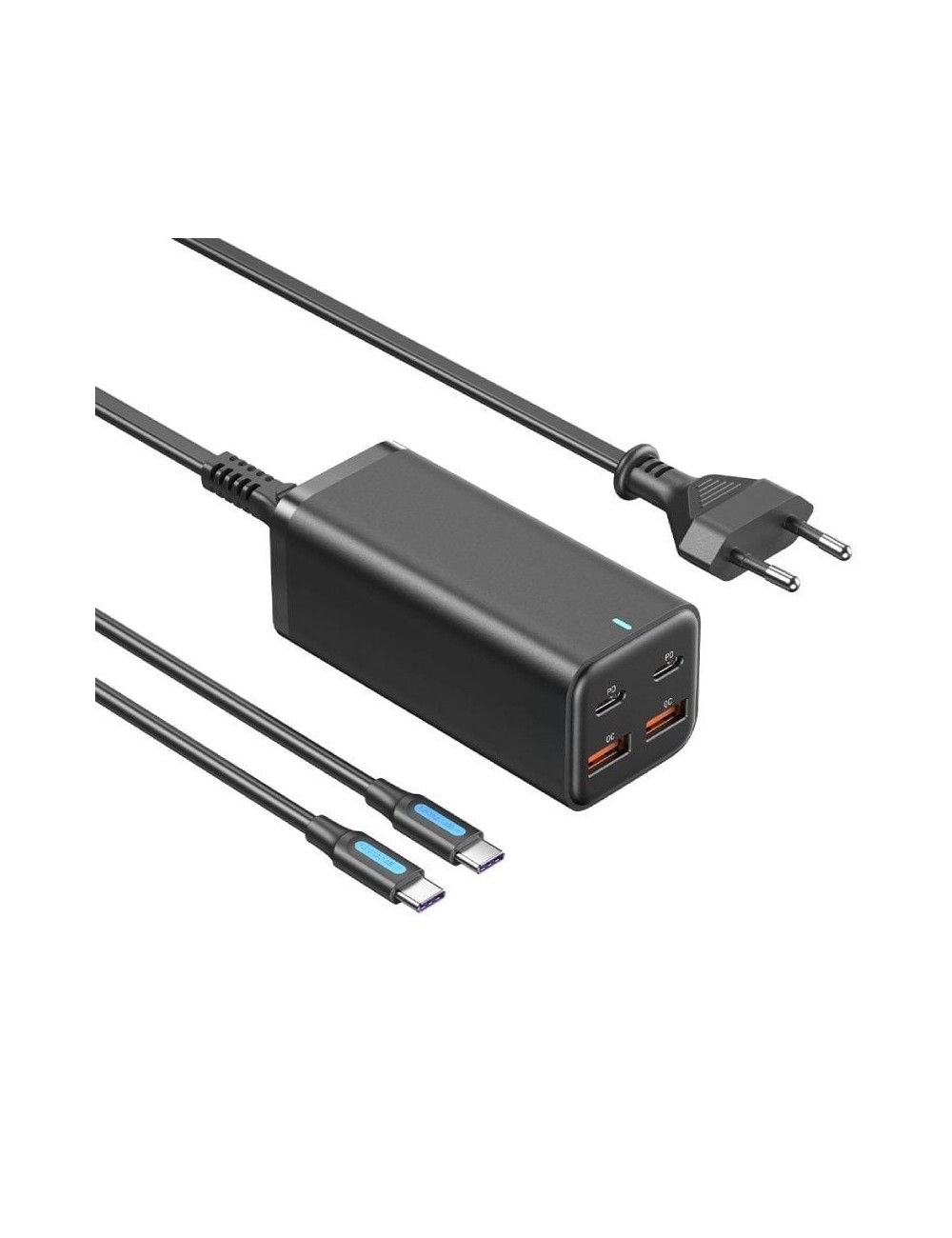 Cargador de Pared Vention FBSBG-EU/ 2xUSB Tipo-C + Cable USB Tipo-C/ 2xUSB/ 100W