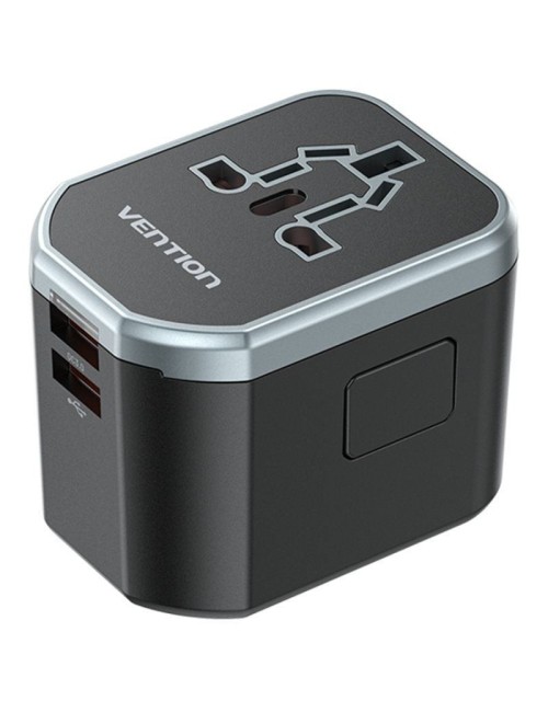 Cargador de Pared Universal para Viaje Vention FJCB0/ Toma de Corriente Universal/ 1xUSB Tipo-C/ 2xUSB/ 20W