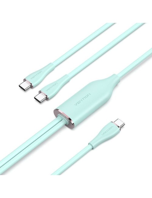 Cable USB 2.0 Tipo-C Vention CTMGG/ USB Tipo-C Macho - 2 x USB Tipo-C Macho/ Hasta 100W/ 480Mbps/ 1.5m/ Verde