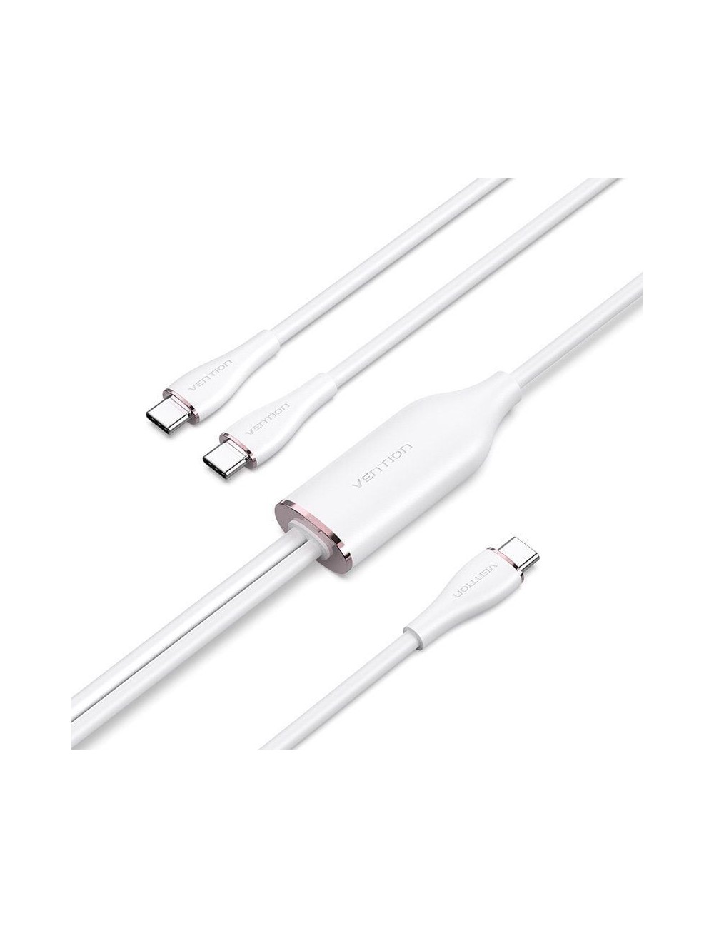 Cable USB 2.0 Tipo-C Vention CTMWG/ USB Tipo-C Macho - 2 x USB Tipo-C Macho/ Hasta 100W/ 480Mbps/ 1.5m/ Blanco