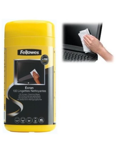 Dispensador de 100 Toallitas Fellowes 9183101 para Limpieza de Pantallas/ Pack de 6 Unidades