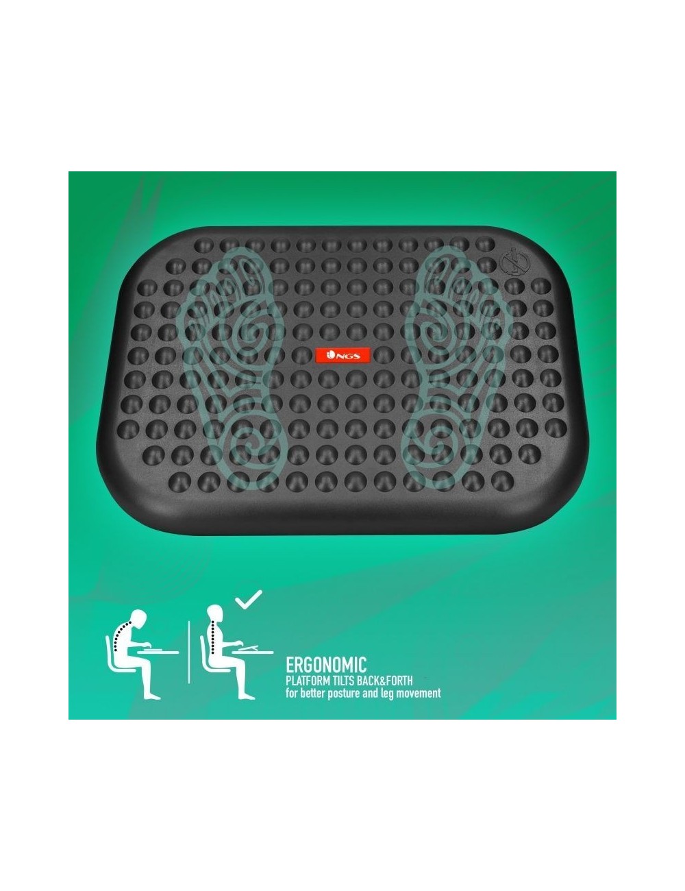Reposapiés Ergonómico/ Inclinable/ Ajustable NGS Footnest/ 448 x 335mm