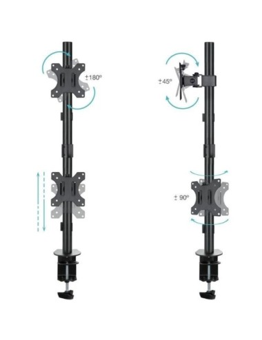 Soporte de Mesa para 2 Monitores TooQ DB1233TNV-B/ Giratorio/ Inclinable/ hasta 8kg