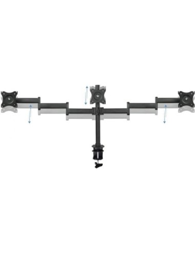 Soporte de Mesa para 3 Monitores TooQ DB1327TN-B/ Giratorio/ Inclinable/ hasta 8kg
