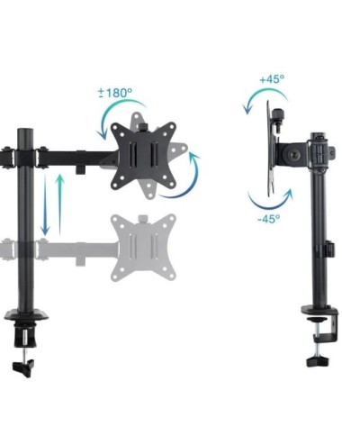 Soporte de Mesa para 2 Monitores TooQ DB1802TN-B/ Giratorio/ Inclinable/ hasta 8kg