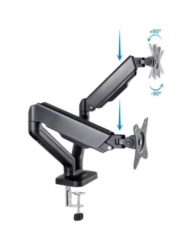 Soporte de Mesa para 2 Monitores TooQ DB5132TNR-B/ Giratorio/ Inclinable/ hasta 9kg
