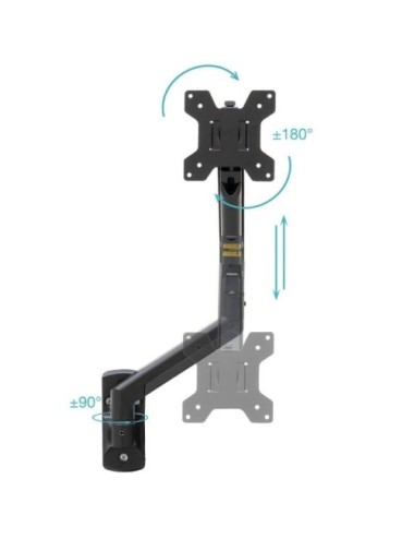 Soporte de Pared para Monitor TooQ LP1334TNR-B/ Giratorio/ Inclinable/ Rotatorio/ hasta 10kg