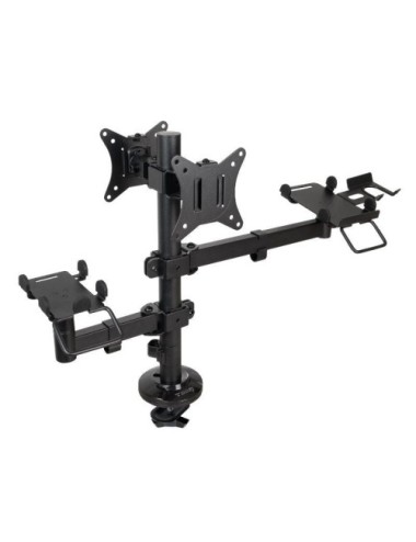Soporte de Mesa para 2 Monitores, TPV, Impresora, Términal y Lector TooQ TQPM0002/ Giratorio/ Inclinable/ hasta 9kg