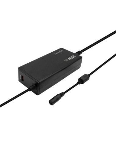 Cargador de Portátil Aisens ASLC-65WAUTO-BK/ 65W/ 1xUSB QC3.0/ Automático/ 9 Conectores/ Voltaje 18.5-20V