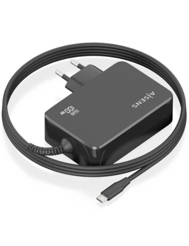 Cargador de Portátil GaN Aisens ASCH-1PD100WL50-BK USB Tipo-C/ 100W/ Automático/ Voltaje 5-20V