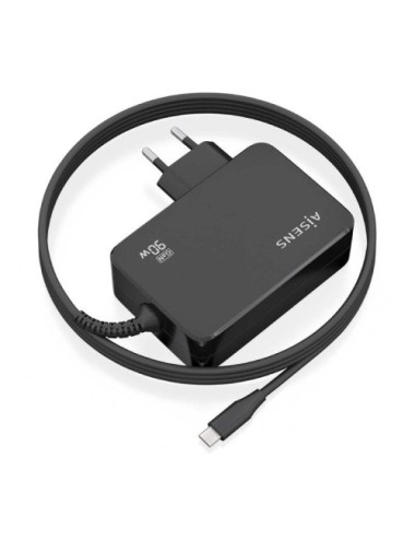 Cargador de Portátil GaN Aisens ASCH-1PD90WL034-BK/ 1xUSB Tipo-C + Cable 1.8m/ 90W/ Automático/ Voltaje 5-20V