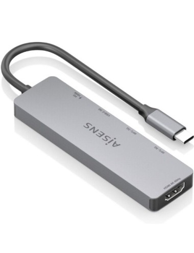Docking USB Tipo-C Aisens ASUC-5P028-GR/ 1xHDMI 4K/ 2xUSB/ 2xUSB Tipo-C/ 1xUSB Tipo-C PD/ Gris