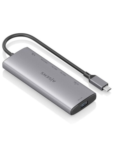 Docking USB Tipo-C Aisens ASUC-7P031-GR/ 1xHDMI 4K/ 1xUSB/ 2xUSB Tipo-C/ 1xLector Tarjetas/ 1xUSB Tipo-C PD/ Gris