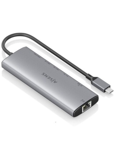 Docking USB Tipo-C Aisens ASUC-7P032-GR/ 1xHDMI 4K/ 1xUSB/ 2xUSB Tipo-C/ 1xRJ45/ 1xLector Tarjetas/ Gris
