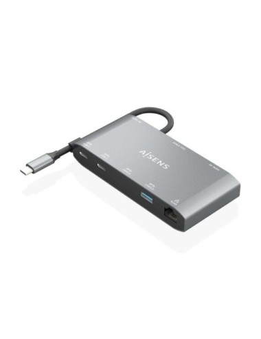 Docking USB Tipo-C Aisens ASUC-8P010-GR/ 1xHDMI 4K/ 1xVGA/ 2xUSB/ 1xRJ45/ 2xUSB Tipo-C/ 1xUSB Tipo-C PD/ Gris