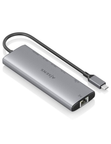Docking USB Tipo-C Aisens ASUC-8P033-GR/ 1xHDMI 4K/ 1xUSB/ 2xUSB Tipo-C/ 1xRJ45/ 1xLector Tarjetas/ 1xUSB Tipo-C PD/ Gris