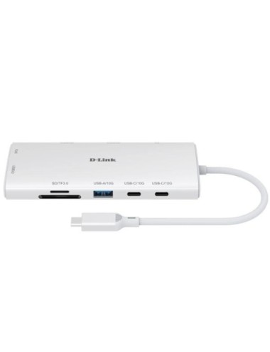 Docking USB Tipo-C D-Link DUP-A01/ 1xUSB/ 2xUSB Tipo-C/ 2xHDMI 4K/ 1xRJ45/ 1xLector de Tarjetas/ 1xUSB Tipo-C PD/ Blanco