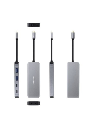 Docking Tipo-C Nanocable 10.16.1006/ 2xUSB/ 1xHDMI 4K/ 2xUSB Tipo-C/ 1xUSB Tipo-C PD/ Gris