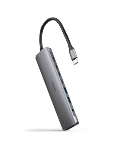 Docking Tipo-C Nanocable 10.16.4608/ 2xUSB/ 3xUSB Tipo-C/ 1xHDMI 4K/ 1xJack 3.5/ 1xUSB Tipo-C PD/ Gris