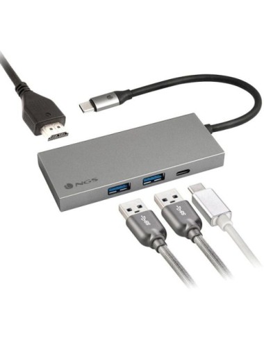Docking USB Tipo-C NGS WonderDock4 Pro/ 2xUSB/ 1xUSB Tipo-C DP/ 1xHDMI 4K/ Gris