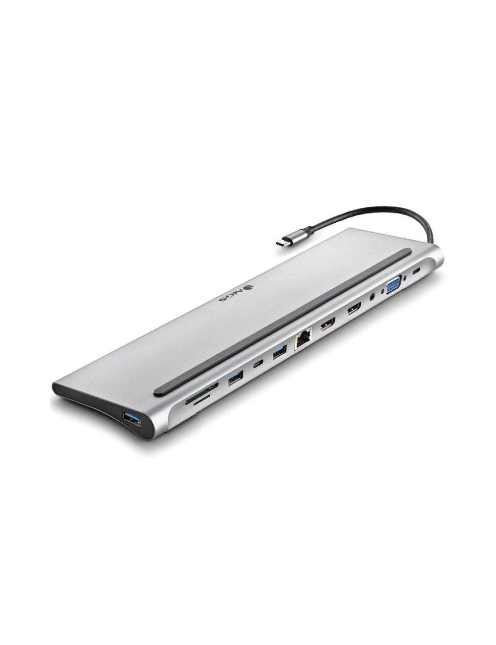 Docking USB Tipo-C NGS WonderDock12/ 3xUSB/ 2xHDMI 4K/ 1xVGA/ 1xRJ45/ 1xLector de Tarjetas/ 1xJack 3.5/ 1xUSB Tipo-C PD/ Gris