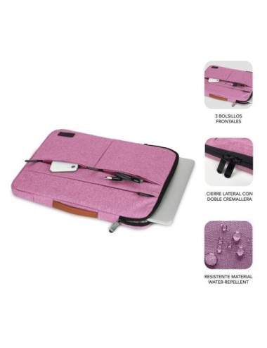 Funda Subblim Air Padding 360 Sleeve para Portátiles hasta 14'/ Rosa
