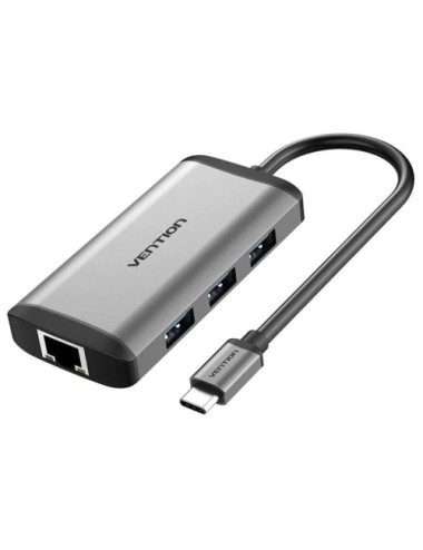 Docking USB Tipo-C Vention CNCHB/ 1xHDMI 4K/ 3xUSB/ 1xUSB Tipo-C PD/ 1xRJ45/ Gris