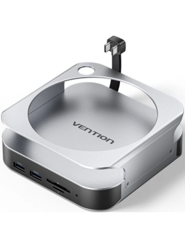 Docking para Mac Mini USB Tipo-C Vention THIHAG/ Ranura SSD M.2/ 4xUSB/ 1xUSB Tipo-C/ 1xDisplayPort 4K/ 1xLector Tarjetas/ 1xJac