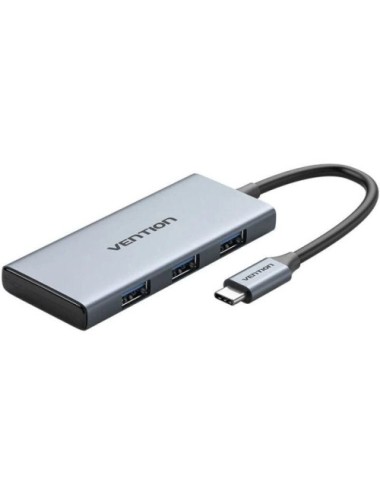 Docking USB Tipo-C Vention TOOHB/ 1xHDMI 4K/ 3xUSB/ 1xLector Tarjetas/ Gris