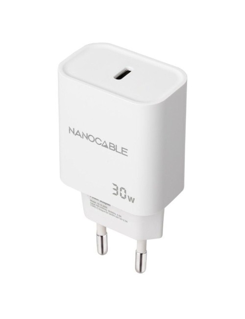 Cargador de Pared Nanocable 10.10.2009/ 1xUSB Tipo-C/ 30W/ Blanco