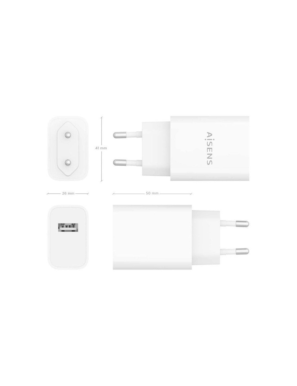 Cargador de Pared Aisens A110-0853/ 1xUSB/ 10.5W