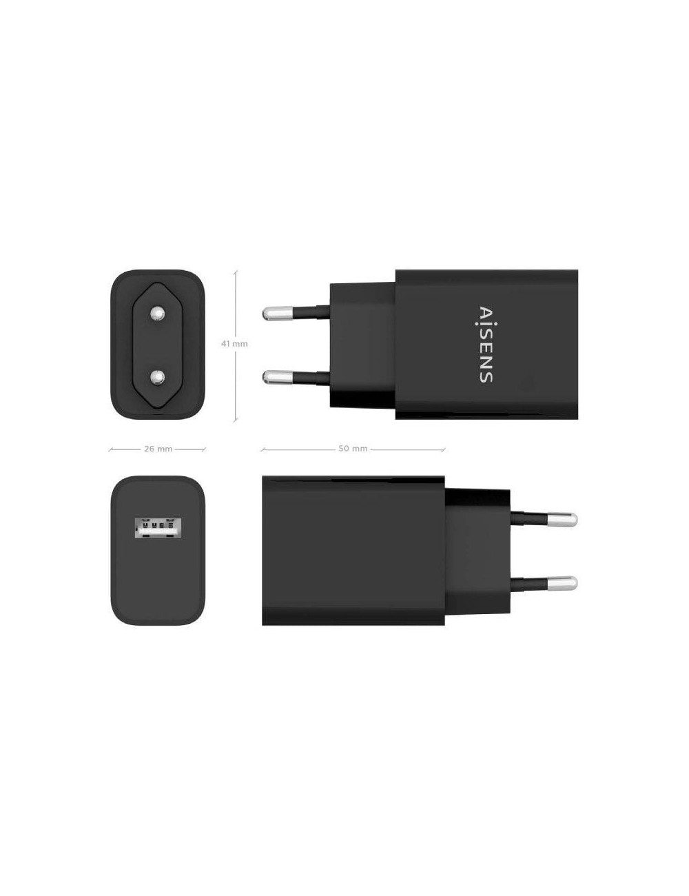 Cargador de Pared Aisens A110-0854/ 1xUSB/ 10.5W