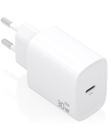 Cargador de Pared GaN Aisens A110-0950/ 1xUSB Tipo-C/ 30W/ Blanco