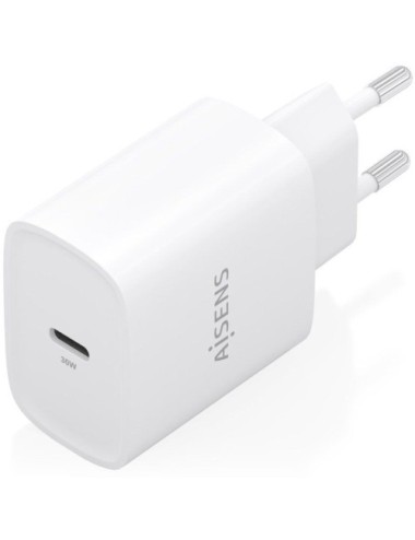 Cargador de Pared GaN Aisens A110-0950/ 1xUSB Tipo-C/ 30W/ Blanco