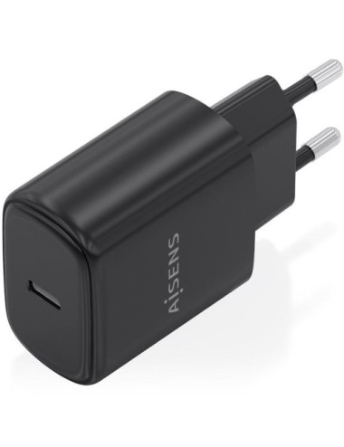 Cargador de Pared GaN Aisens A110-0976/ 1xUSB Tipo-C/ 30W/ Negro