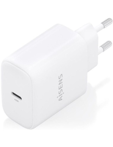 Cargador de Pared GaN Aisens A110-0969/ 1xUSB Tipo-C/ 45W/ Blanco
