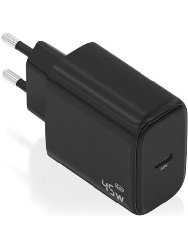Cargador de Pared GaN Aisens A110-0970/ 1xUSB Tipo-C/ 45W/ Negro