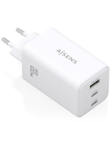 Cargador de Pared GaN Aisens ASCH-100W3P051-W/ 2xUSB Tipo-C/ 1xUSB/ 100W