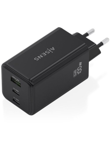 Cargador de Pared GaN Aisens ASCH-100W3P052-BK/ 2xUSB Tipo-C/ 1xUSB/ 100W
