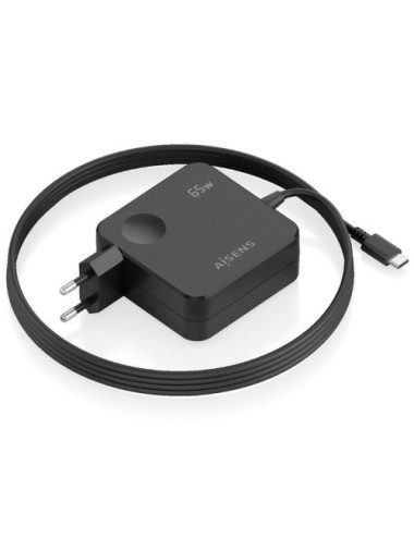 Cargador de Pared GaN Aisens ASCH-1PD65WL80-BK/ 1xUSB Tipo-C/ 65W/ Negro