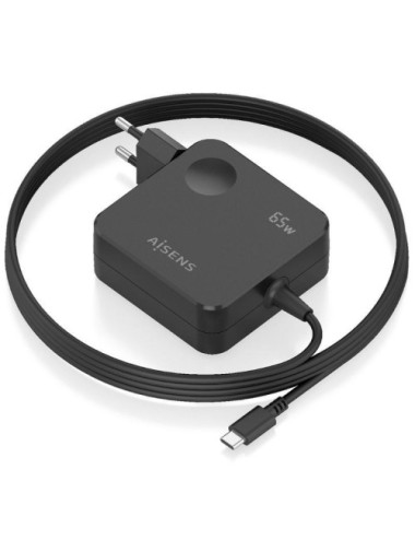 Cargador de Pared GaN Aisens ASCH-1PD65WL80-BK/ 1xUSB Tipo-C/ 65W/ Negro