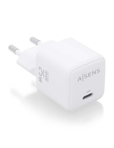 Cargador de Pared GaN Aisens ASCH-25W1P012-W/ 1xUSB Tipo-C/ 25W