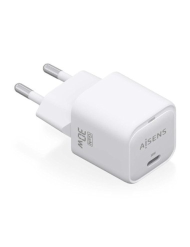 Cargador de Pared GaN Aisens ASCH-30W1P018-W/ 1xUSB Tipo-C/ 30W