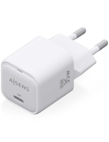 Cargador de Pared GaN Aisens ASCH-35W1P022-W/ 1xUSB Tipo-C/ 35W